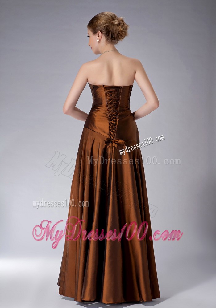 Brown Empire Floor-length and White Appliques Mother of the Bride Dress