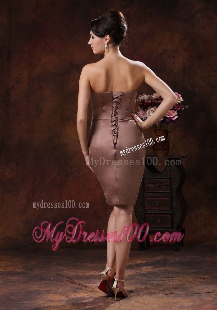 Brown Mother of the Bride Dress with Strapless Beaded and Ruching
