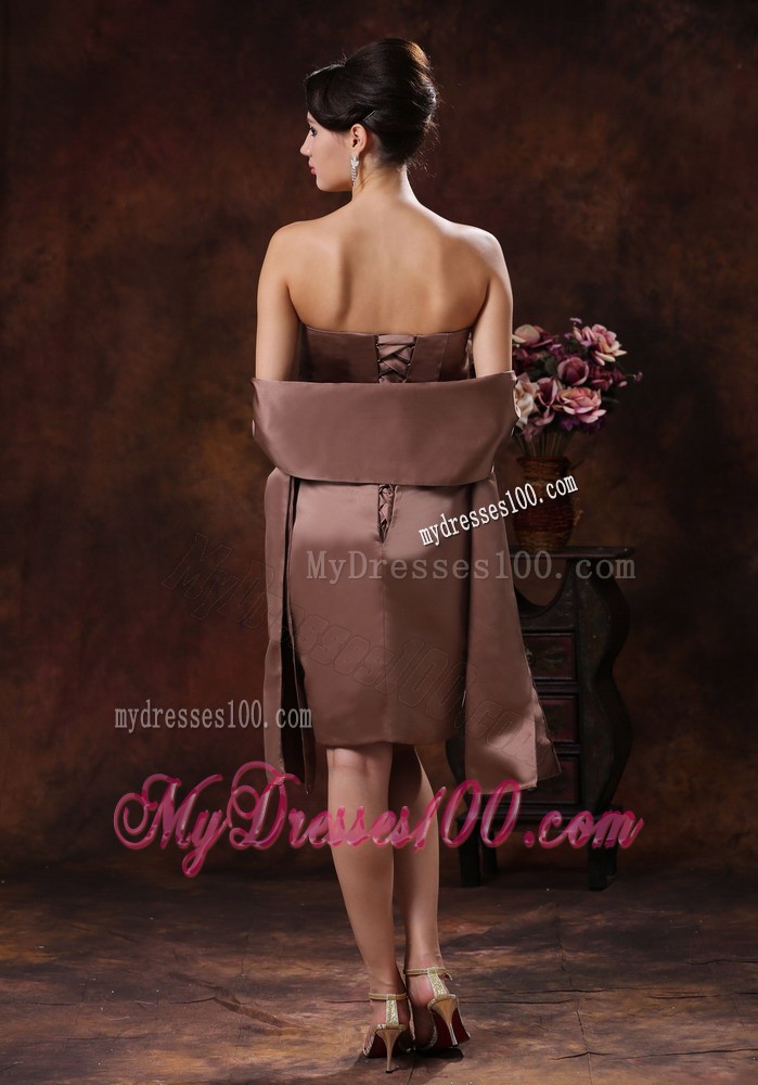 Brown Mother of the Bride Dress with Strapless Beaded and Ruching