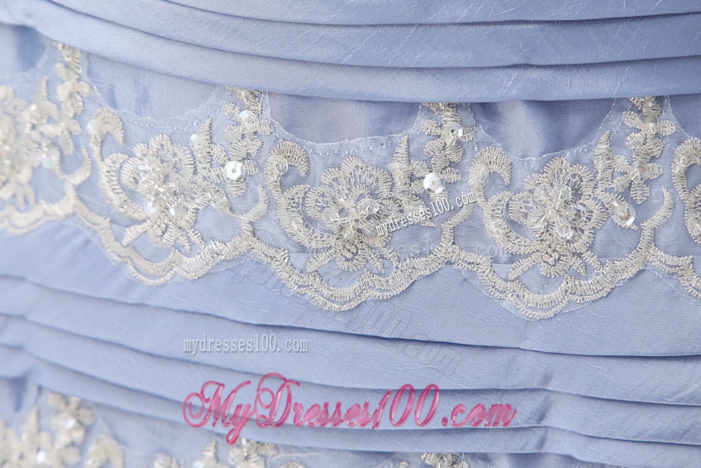 Column Sweetheart Short Lilac Ruffled Layers Appliques Mother Bride Dress