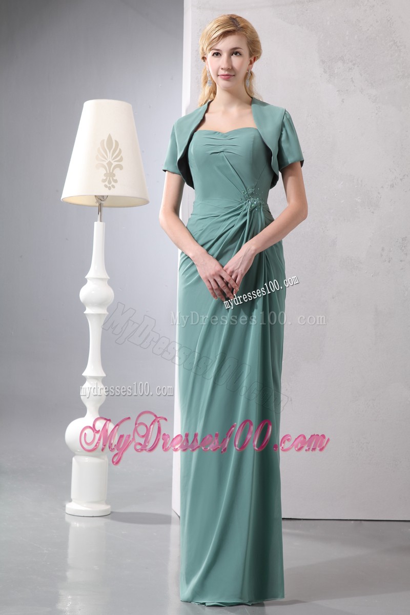 Green Column Sweetheart Sequins Prom Dress with Matching Jacket