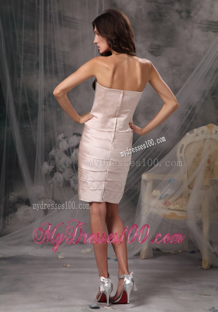 Ivory Column Sheath Strapless Knee-length Ruffles Mother Bride Dress