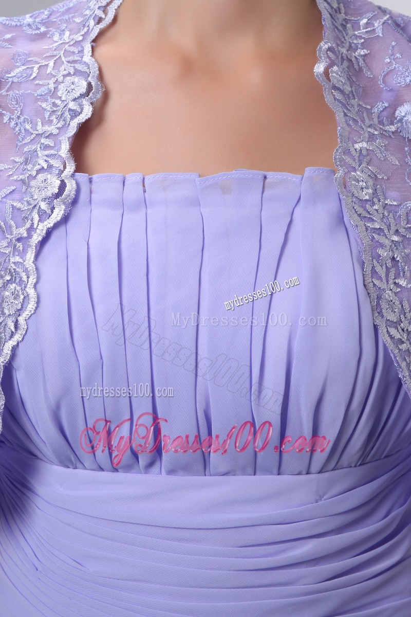 Lilac Spaghetti Straps Brush Ruching Mother Bride Dress