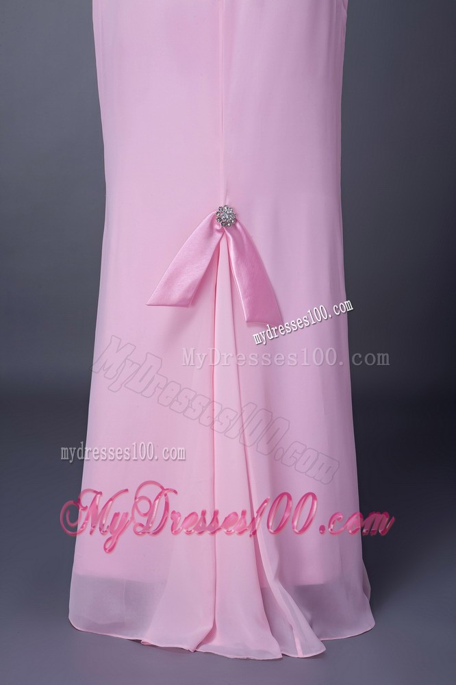 Pink Column Straps Beading Mother Bride Dress Embellished Appliques