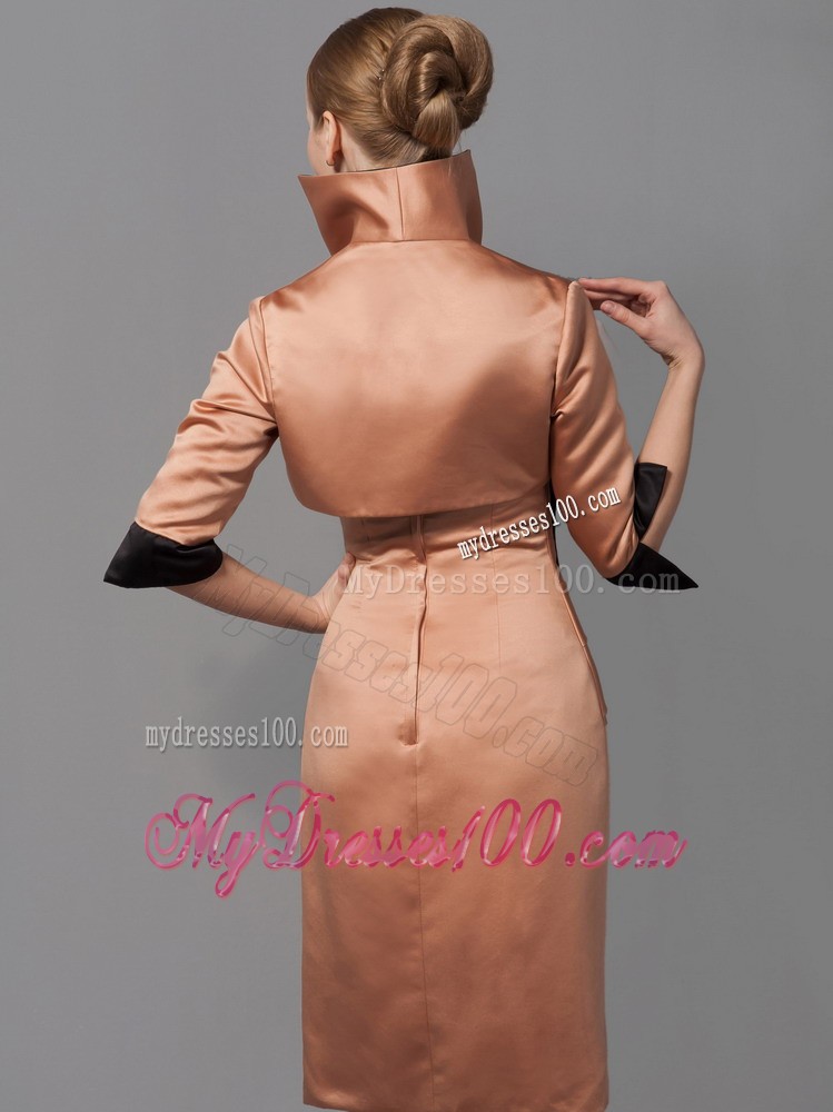 Rust Red Strapless Knee-length Ruching Mother of the Bride Dress