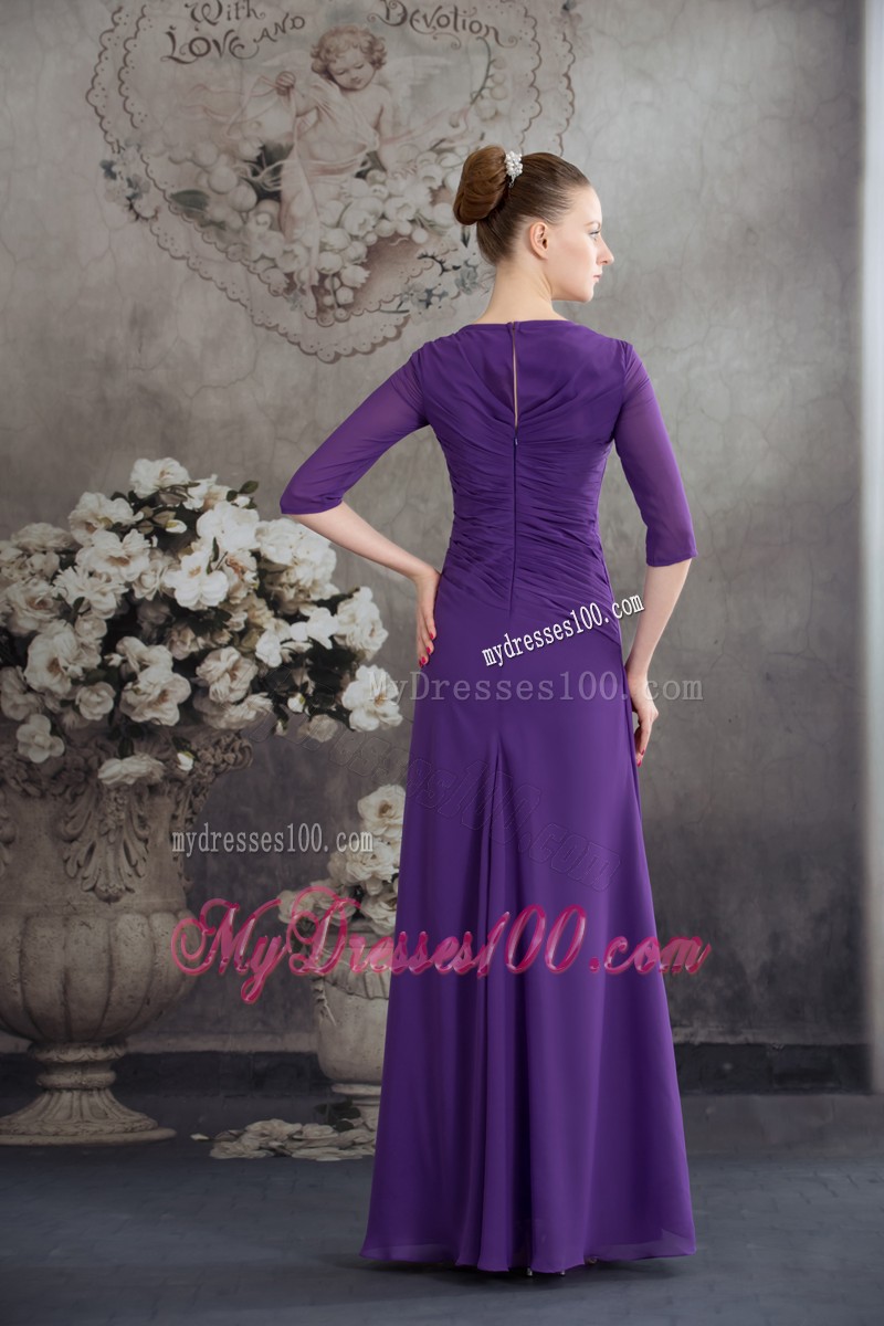 Simple Empire Square long Purple 2013 Mother Bride Dress with Beading
