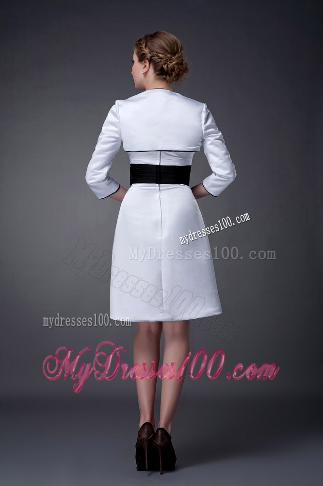 White Column Strapless Mini Mother of the Bride Dress with Sash