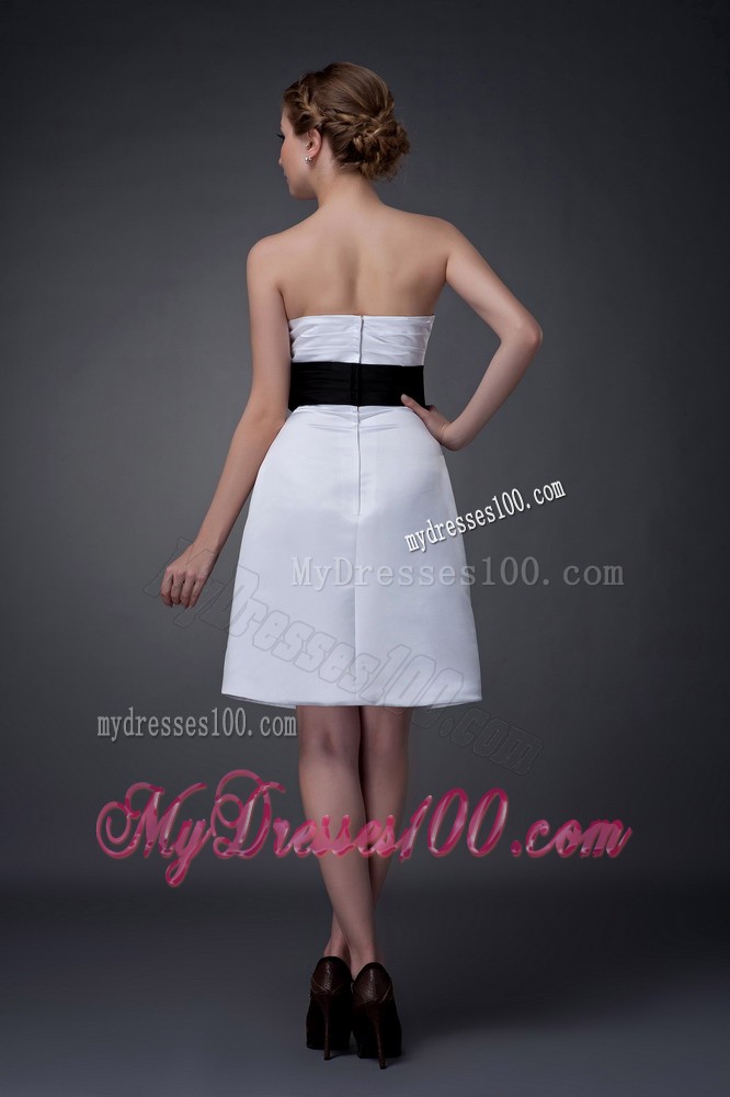 White Column Strapless Mini Mother of the Bride Dress with Sash