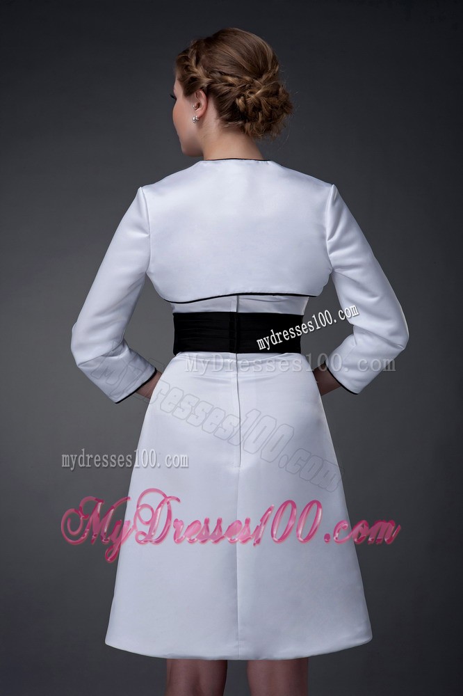 White Column Strapless Mini Mother of the Bride Dress with Sash