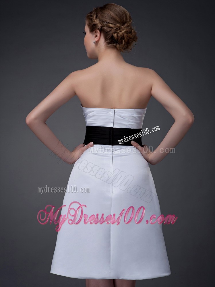 White Column Strapless Mini Mother of the Bride Dress with Sash