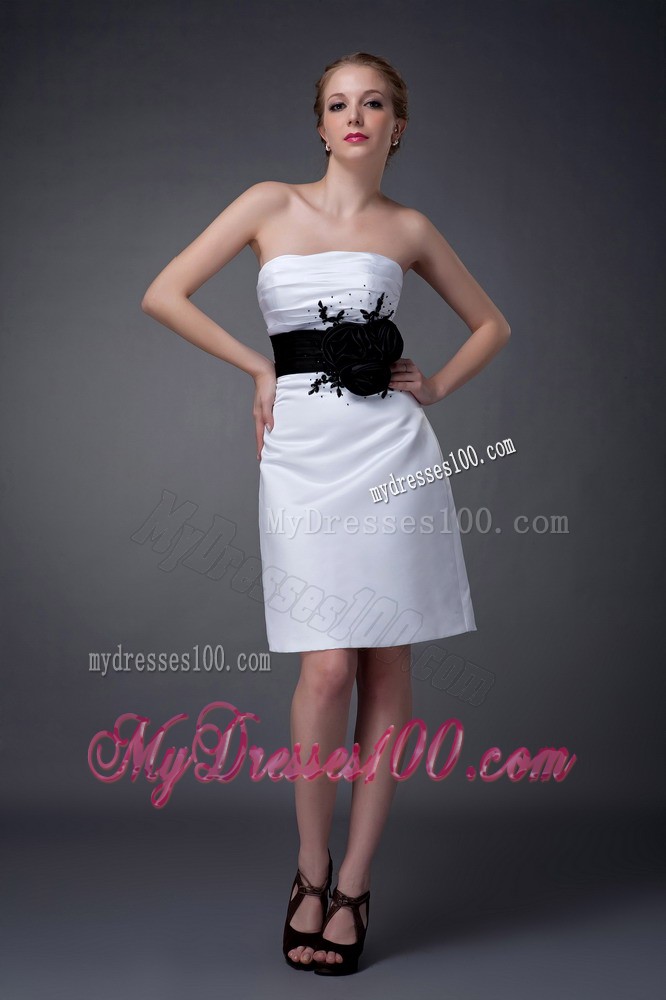 White Column Strapless Mini Mother of the Bride Dress with Sash