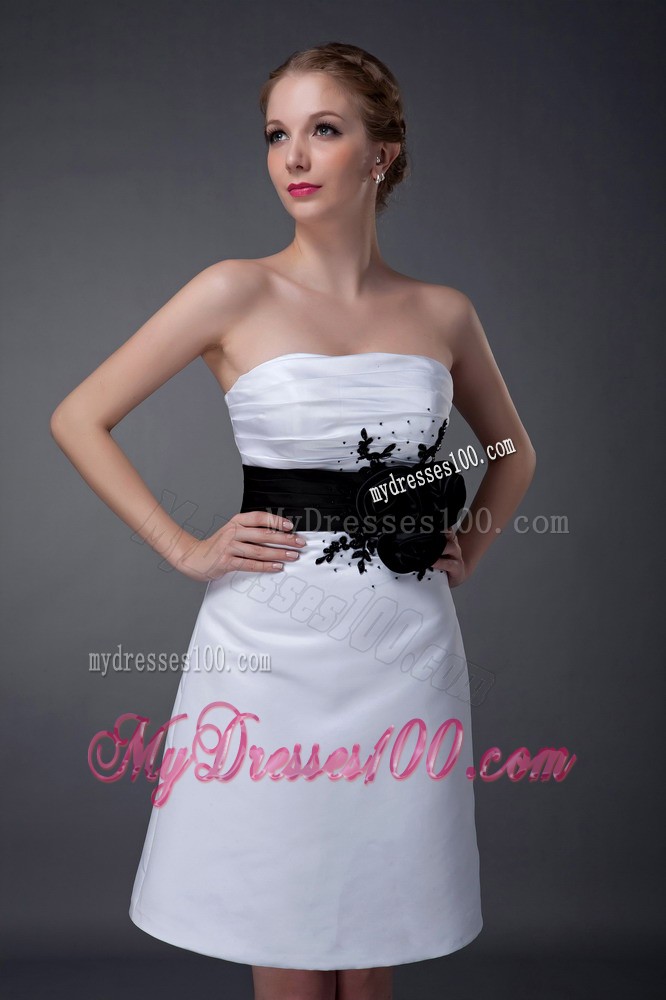 White Column Strapless Mini Mother of the Bride Dress with Sash