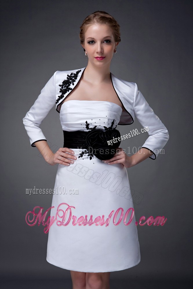 White Column Strapless Mini Mother of the Bride Dress with Sash