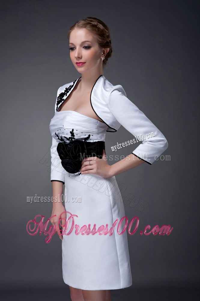 White Column Strapless Mini Mother of the Bride Dress with Sash