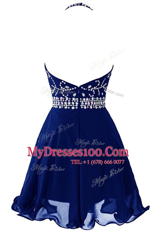 Beauteous Halter Top Sleeveless Beading Zipper Prom Gown