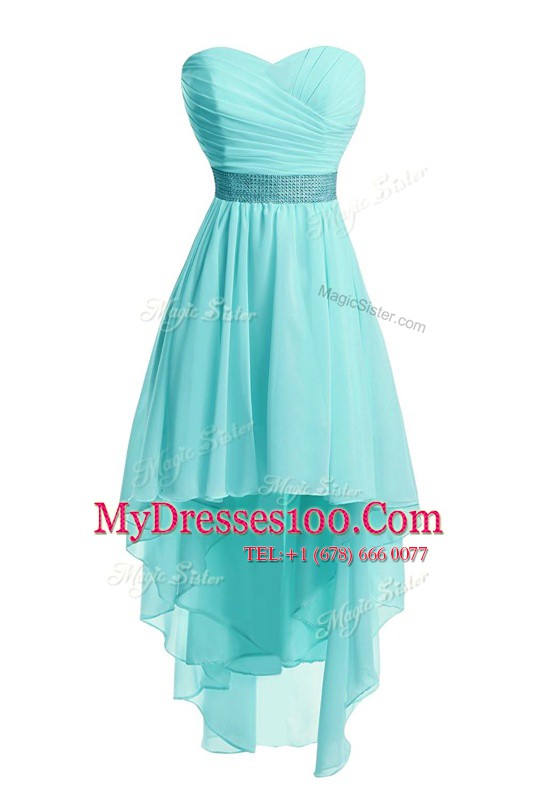 Charming Sleeveless Ruching and Belt Lace Up Prom Dress