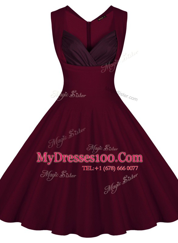 Sweetheart Sleeveless Zipper Prom Dress Burgundy Satin
