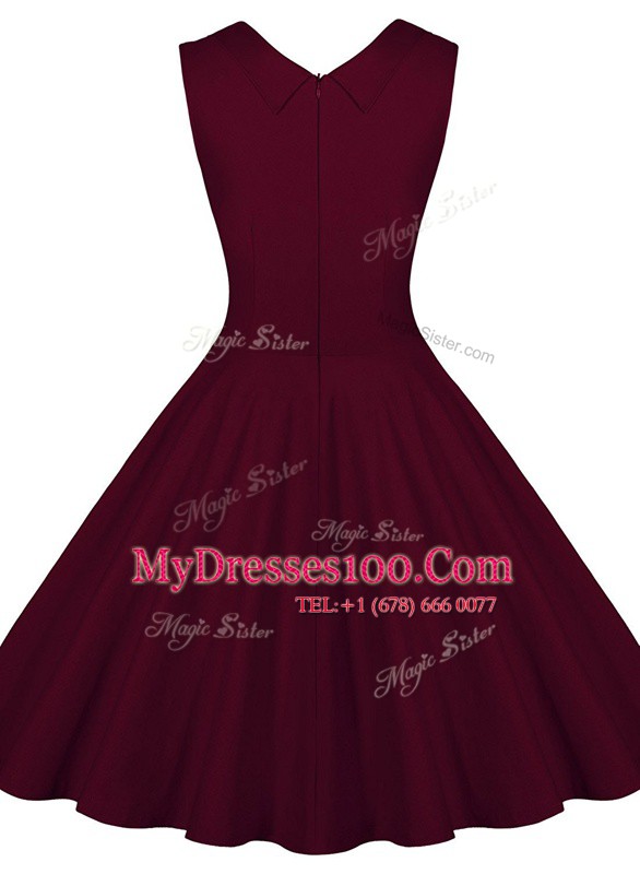 Sweetheart Sleeveless Zipper Prom Dress Burgundy Satin
