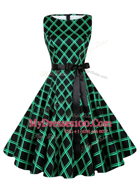 Fantastic Scoop Sleeveless Sashes ribbons and Pattern Zipper Prom Dresses