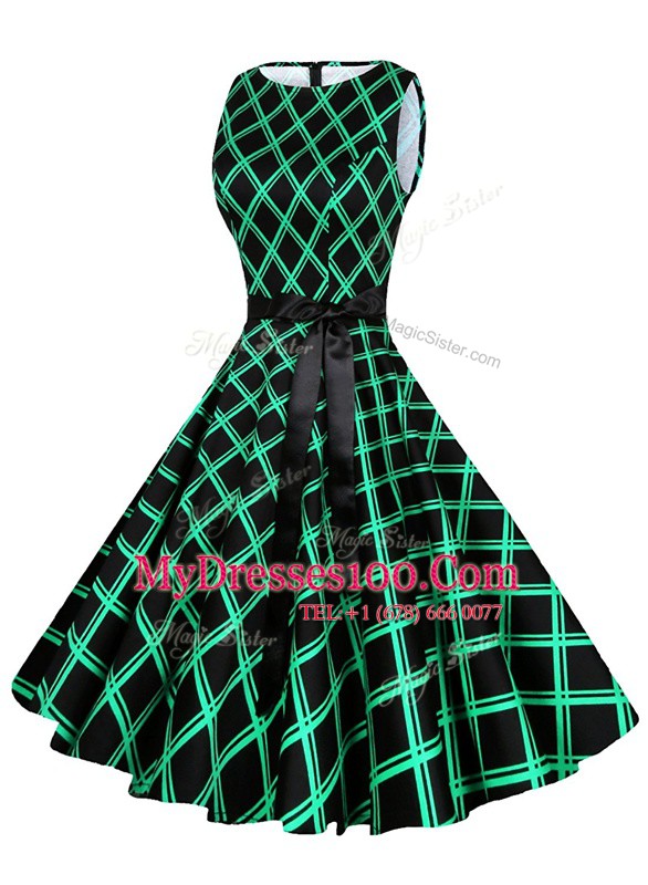 Fantastic Scoop Sleeveless Sashes ribbons and Pattern Zipper Prom Dresses