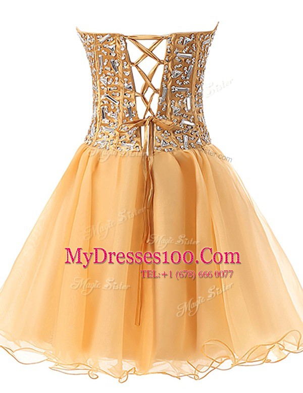 Lovely Chiffon Sleeveless Knee Length Evening Dress and Beading