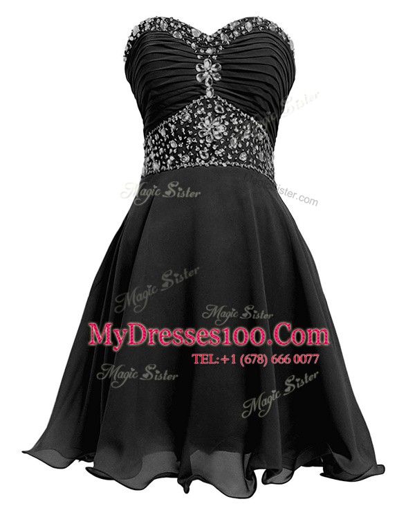 Admirable Black Evening Dress Prom and Party and For with Beading and Belt Sweetheart Sleeveless Lace Up