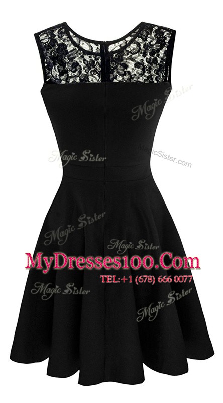 Modern Red Prom Evening Gown Prom and Party and For with Lace Scoop Sleeveless Zipper