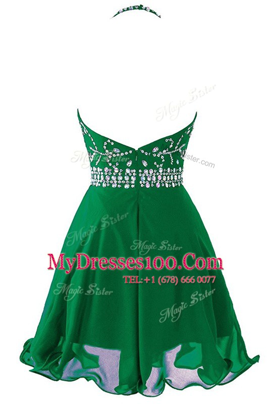 Green Dress for Prom Prom and Party and For with Beading and Belt Scoop Sleeveless Zipper