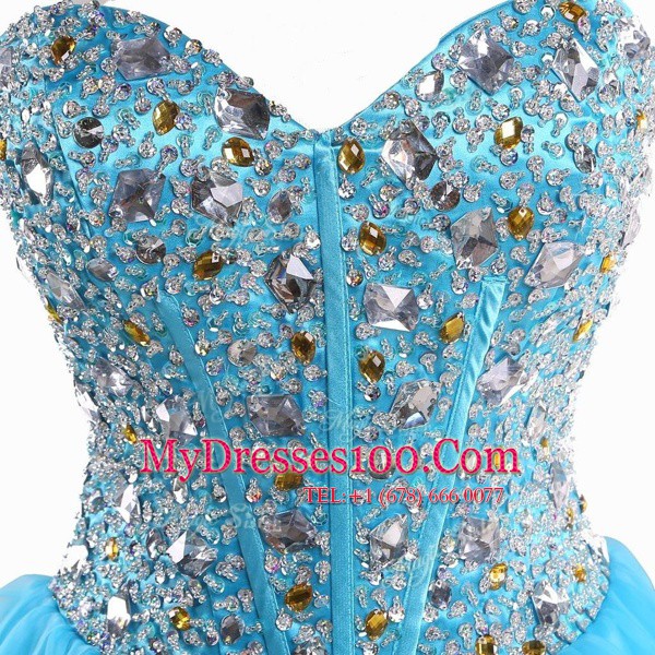 Blue Sleeveless Beading Mini Length Formal Dresses