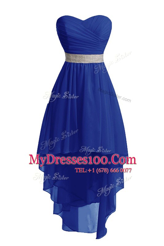 Blue Prom Dresses Prom and Party and For with Belt Sweetheart Sleeveless Lace Up