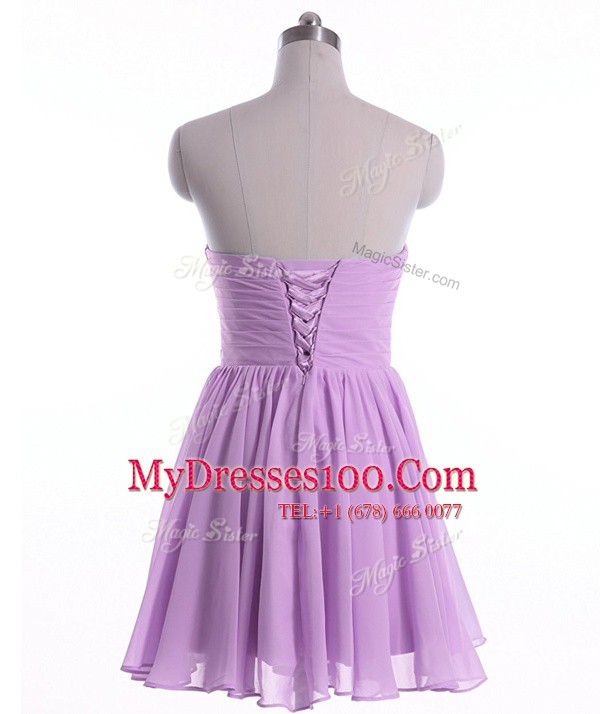 Exquisite Sweetheart Sleeveless Mini Length Beading Lavender Organza