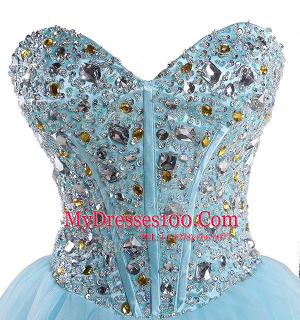 Sweetheart Sleeveless Organza Party Dress for Girls Beading Lace Up