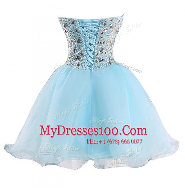 Sweetheart Sleeveless Organza Party Dress for Girls Beading Lace Up