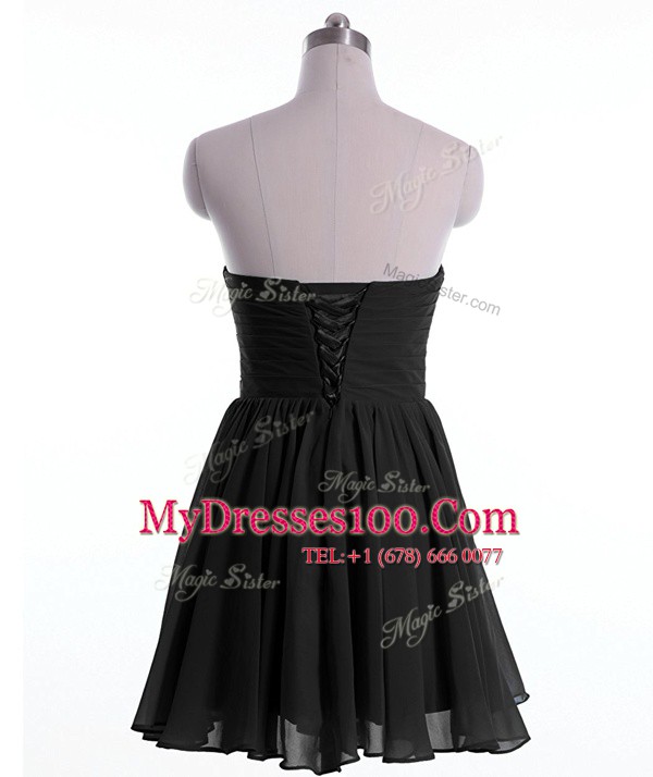 Captivating Mini Length Black Homecoming Dress Chiffon Sleeveless Beading