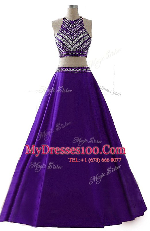 Scoop Sleeveless Chiffon Prom Dress Beading Zipper