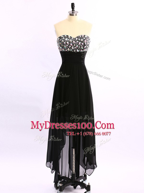 Fantastic Empire Homecoming Dress Black Sweetheart Chiffon Sleeveless Asymmetrical Zipper
