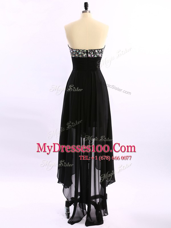 Fantastic Empire Homecoming Dress Black Sweetheart Chiffon Sleeveless Asymmetrical Zipper