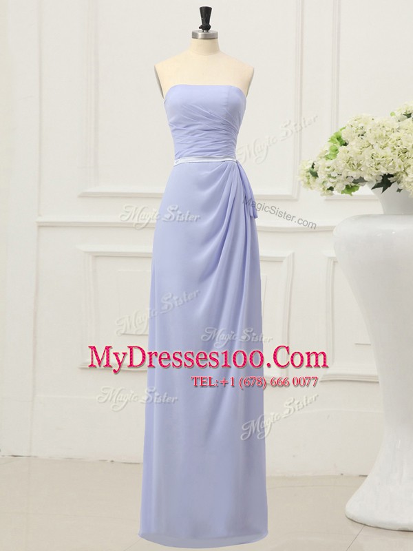 Sleeveless Ruching and Belt Zipper Dress for Prom