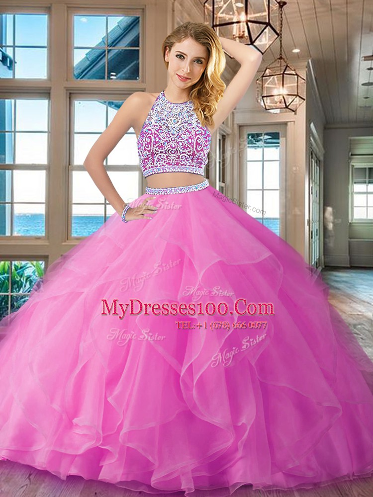 Floor Length Lilac Quinceanera Dress Scoop Sleeveless Backless