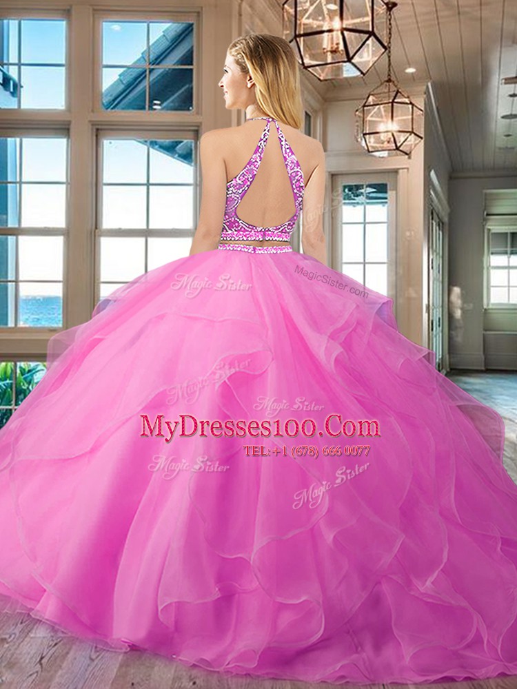 Floor Length Lilac Quinceanera Dress Scoop Sleeveless Backless