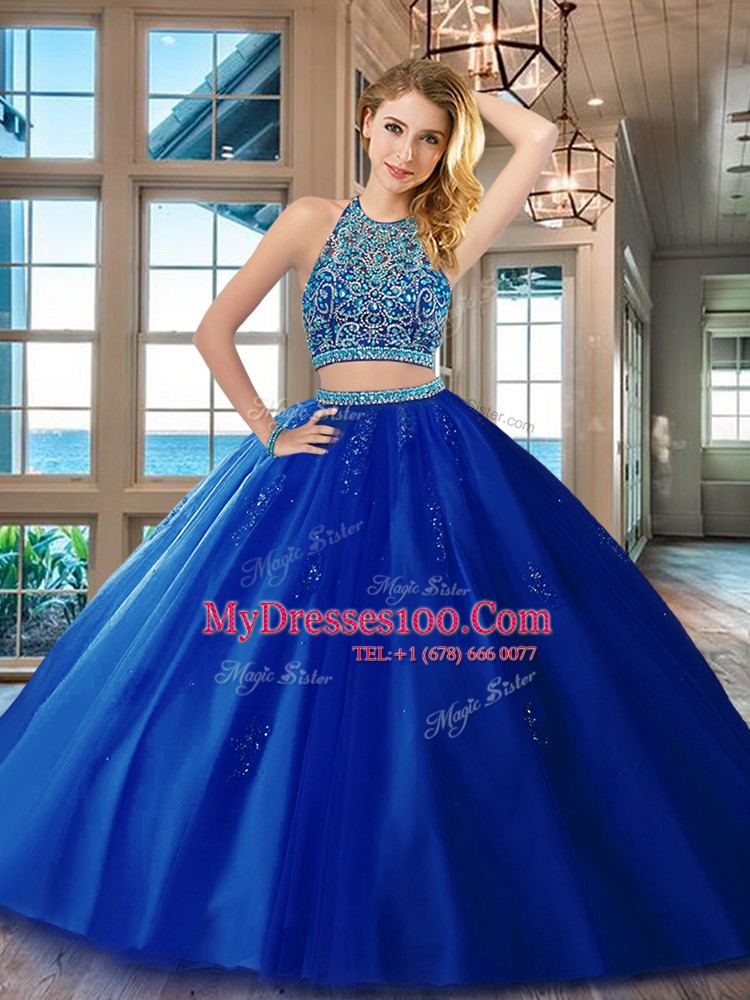 Colorful Scoop Sleeveless Backless Floor Length Beading 15 Quinceanera Dress