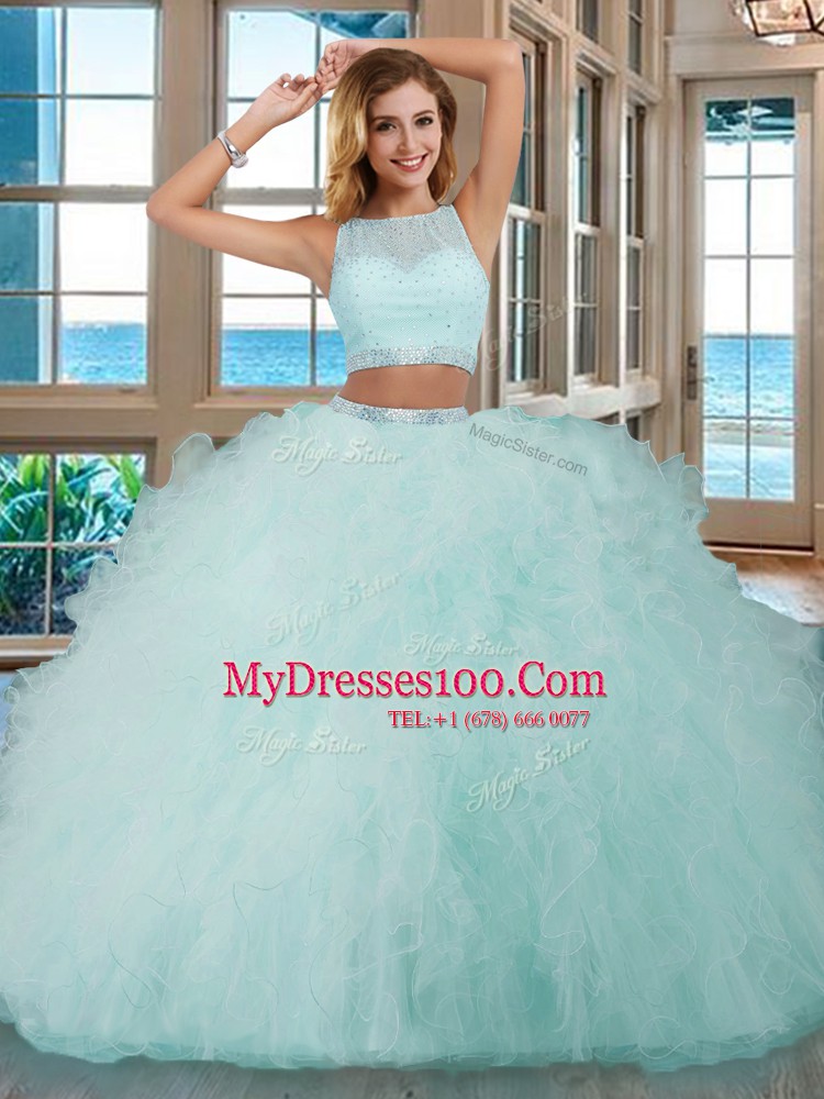 Extravagant Floor Length Pink Quinceanera Dress Scoop Sleeveless Backless