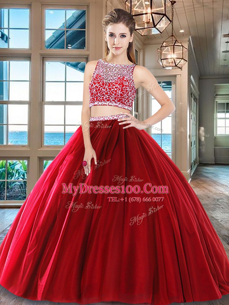 Fantastic Beading Quinceanera Gowns Wine Red Side Zipper Sleeveless Floor Length