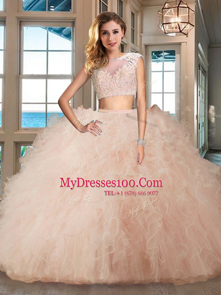Perfect Floor Length Aqua Blue Sweet 16 Dress Bateau Cap Sleeves Zipper