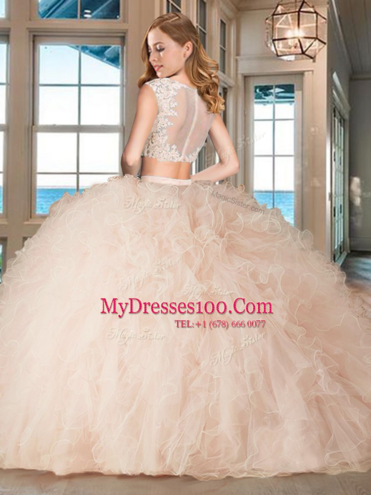 Perfect Floor Length Aqua Blue Sweet 16 Dress Bateau Cap Sleeves Zipper