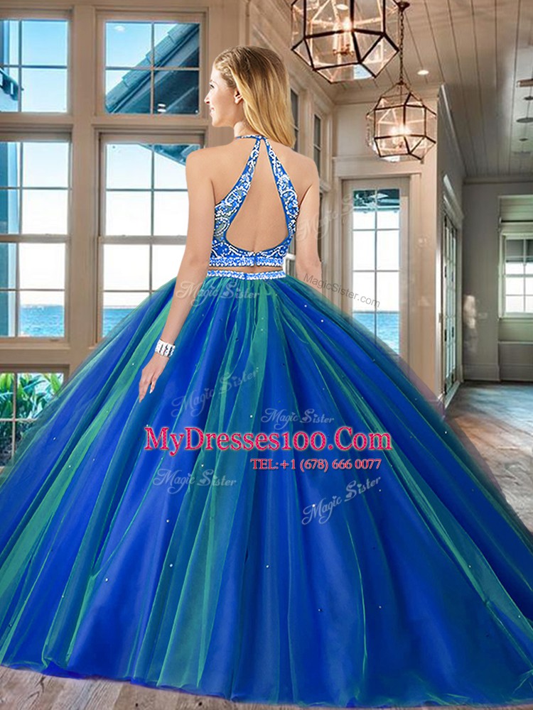 Lovely Scoop Floor Length Backless Quince Ball Gowns Fuchsia for Military Ball and Sweet 16 and Quinceanera with Beading