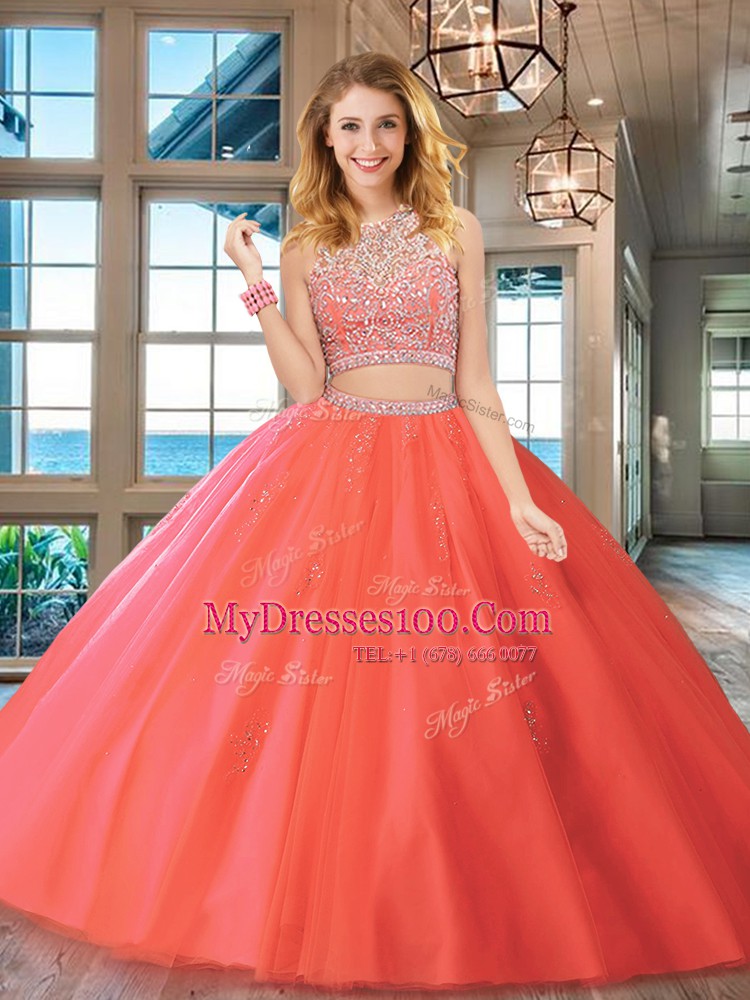 Luxurious Scoop Sleeveless Beading Backless Quinceanera Dresses