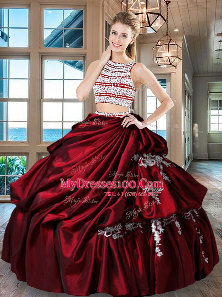 Shining Scoop Sleeveless Beading and Appliques and Pick Ups Backless 15th Birthday Dress
