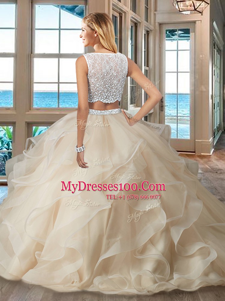 Custom Fit Light Blue Sleeveless Organza Side Zipper 15th Birthday Dress for Military Ball and Sweet 16 and Quinceanera