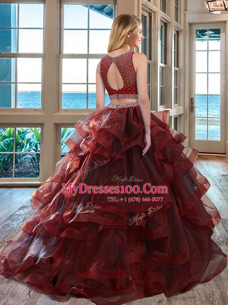 Fashion Royal Blue Scoop Backless Beading Quinceanera Gowns Sleeveless